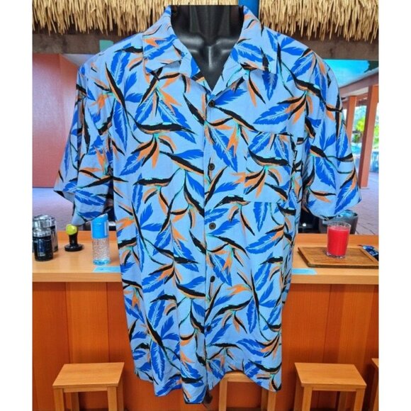 Hurley Mens Short Sleeve Button-Up Shirt XL Tropical Print Birds of Paradise - Picture 1 of 7